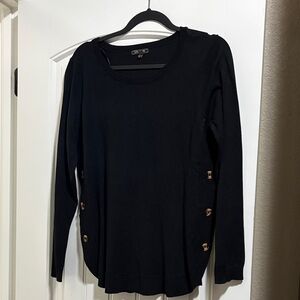 Stylish Black Button-Detail Sweater
